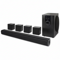 5.1-Channel Bluetooth Home Theater System, 6-Surround Speakers with Wired Connections, Learning Remote Capability, Black