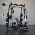Home Gym Smith Machine Built for Complete Strength Training, Cable Crossover System, Full-Body Workouts, Metal Construction