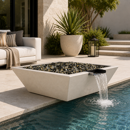 ARCHPOT 42" Square Coronado Geo Fire & Water Bowl - Propane