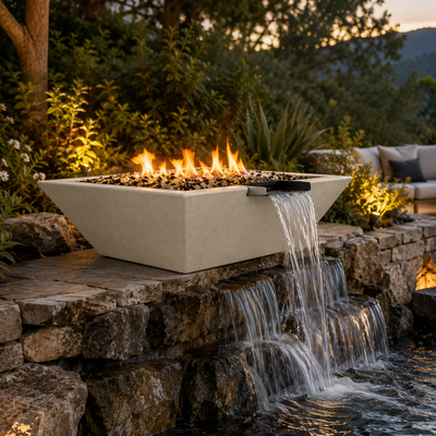 ARCHPOT 42" Square Coronado Geo Fire &amp; Water Bowl - Propane