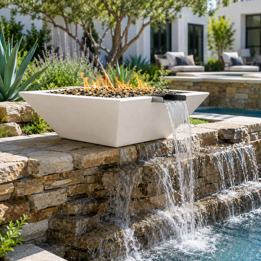 ARCHPOT 42" Square Coronado Geo Fire & Water Bowl - Propane