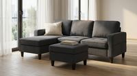 3 Piece Living Room Furniture Sets,L Shaped Sectional Sofa Set with Storage Ottoman,Modern Linen Fabric Couch for Apartment,Dark Gray — Lifestyle