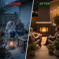 40.5" Outdoor Propane Fireplace with Tank Storage and Dust Cover-50,000 BTU Smokeless Gas Fire Pit with CSA Certified and Adjustable Flame for Patio Backyard Outdoor Heating & Decoration — Before & After