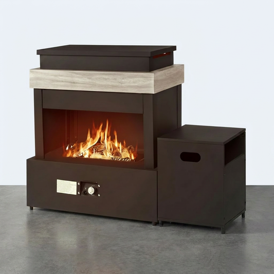 40.5" Outdoor Propane Fireplace with Tank Storage and Dust Cover-50,000 BTU Smokeless Gas Fire Pit with CSA Certified and Adjustable Flame for Patio Backyard Outdoor Heating & Decoration — Studio Shot