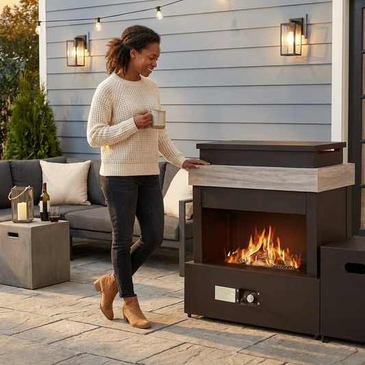 40.5" Outdoor Propane Fireplace with Tank Storage and Dust Cover-50,000 BTU Smokeless Gas Fire Pit with CSA Certified and Adjustable Flame for Patio Backyard Outdoor Heating & Decoration — Lifestyle
