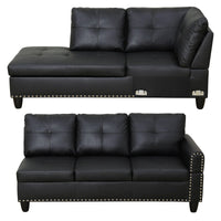 L Shaped Couch Modern Sectional Sofa with Left Chaise & Ottoman Tufted Modular Sofa Couch Set for Living Room, Black