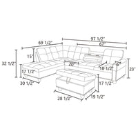 L Shaped Couch Modern Sectional Sofa with Left Chaise & Ottoman Tufted Modular Sofa Couch Set for Living Room, Black