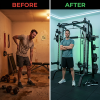 Home Gym Smith Machine Cable Crossover Weightlifting Sports Training — Before & After