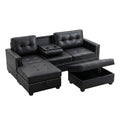 Sectional Sofa Built for Modern Living Rooms, Left Chaise Lounge, Tufted Faux Leather, Ottoman Included