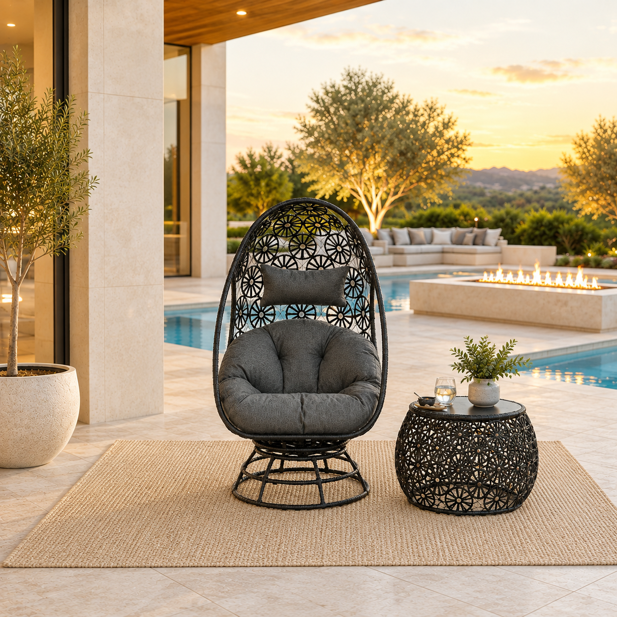 Hikre Patio Lounge Chair & Side Table