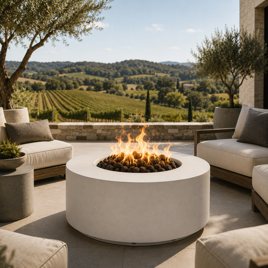 ARCHPOT 72" Manhattan Cylinder White Fire Pit - Propane or Natural Gas