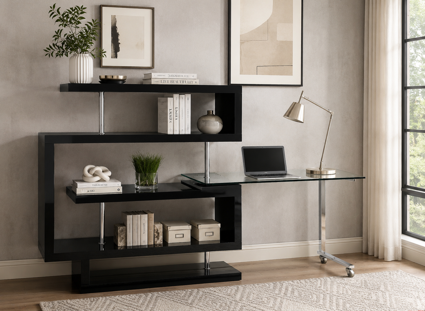 Buck II Writing Desk with Bookshelf
