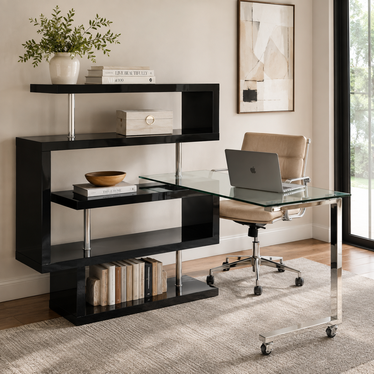 Buck II Writing Desk with Bookshelf