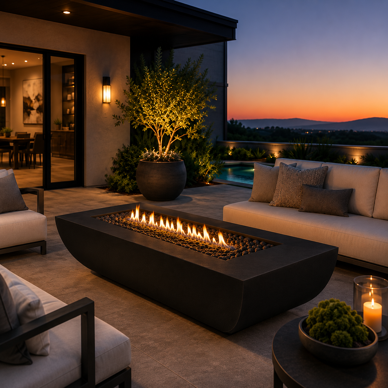 ARCHPOT 72" Legacy Rectangle Black Fire Pit- Propane