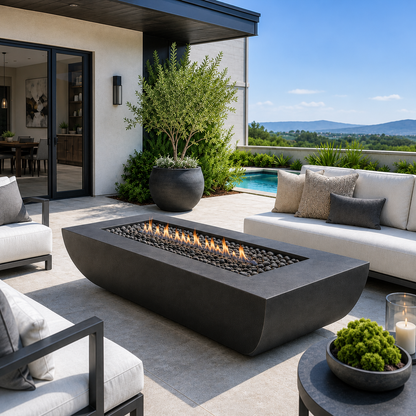 ARCHPOT 72" Legacy Rectangle Black Fire Pit- Propane