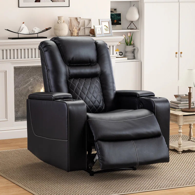 36.22" W Luxury Individual Seat Top Faux Leather Home Theater Seat Recliners Quadruple Seat with USB & Dual Cup Holders & Arm Storage (Set of 4)