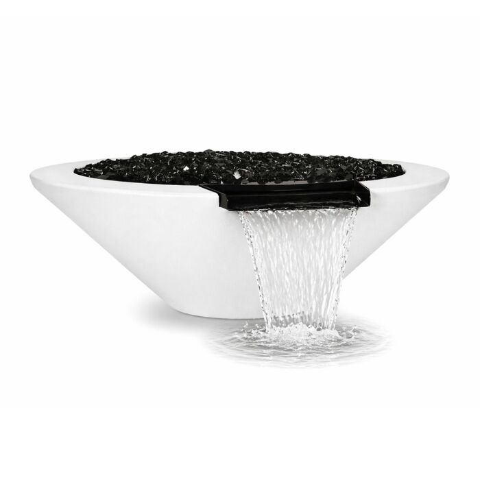 ARCHPOT 60" Round White Geo Fire & Water Bowl - Natural Gas