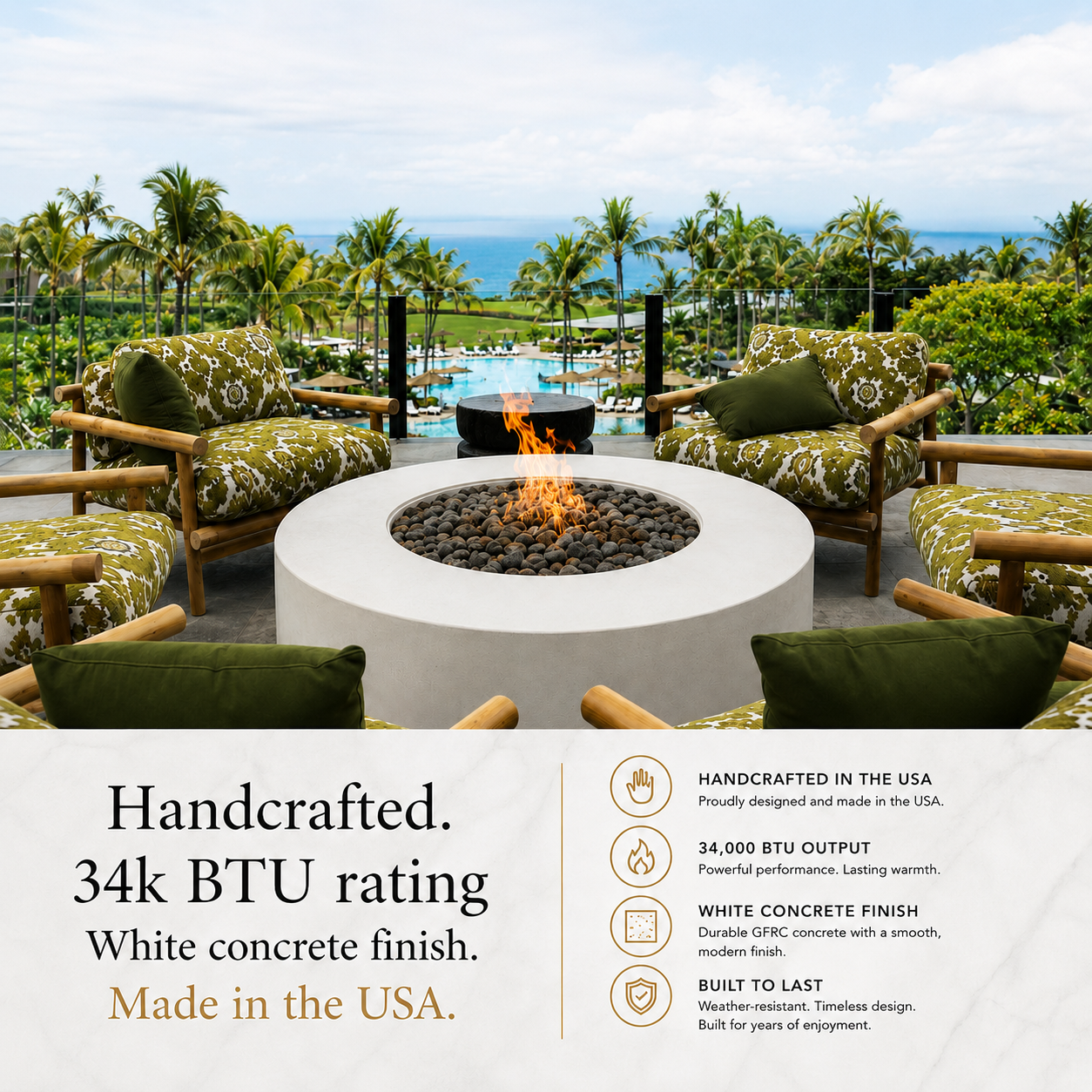 ARCHPOT 56" Manhattan Rectangle Low White Fire Pit - Natural Gas