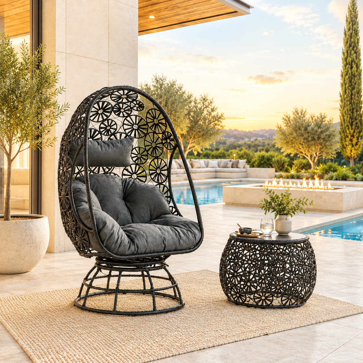 Hikre Patio Lounge Chair & Side Table