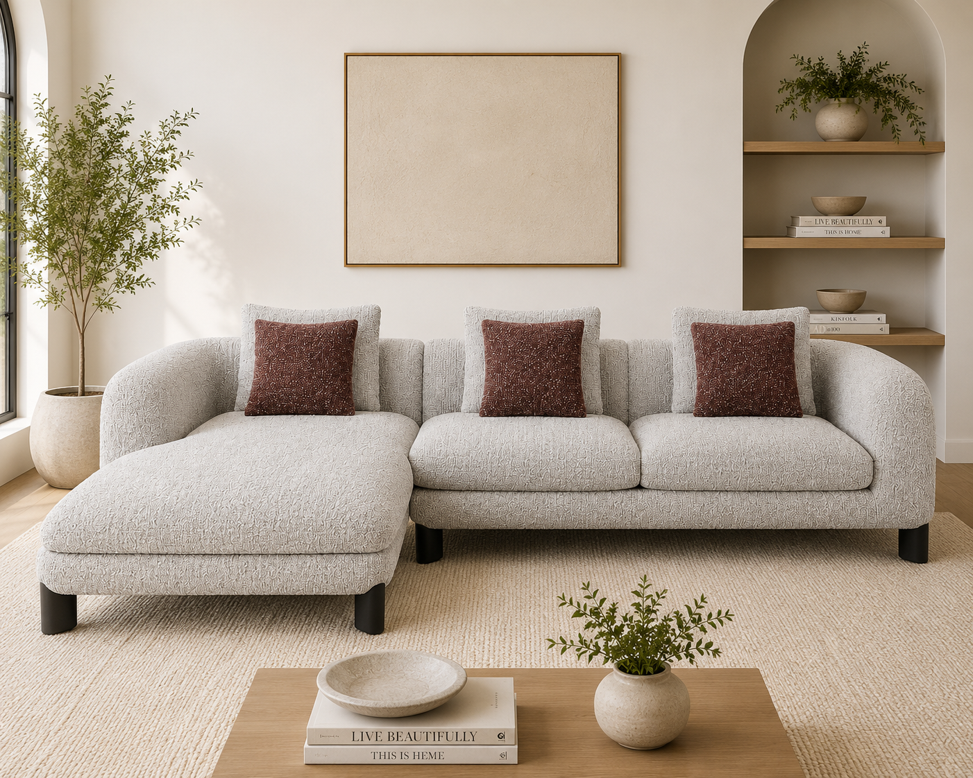 Mardi Sectional Sofa with 6 Pillows