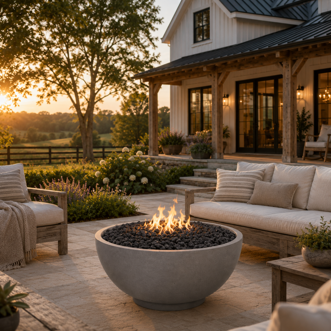 Design Cast 30" Slate Sanctuary Medium Fire Bowl - Propane or Natural Gas