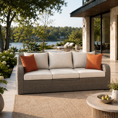 Salena Patio Sofa with 2 Pillows &amp; 2 Ottomans