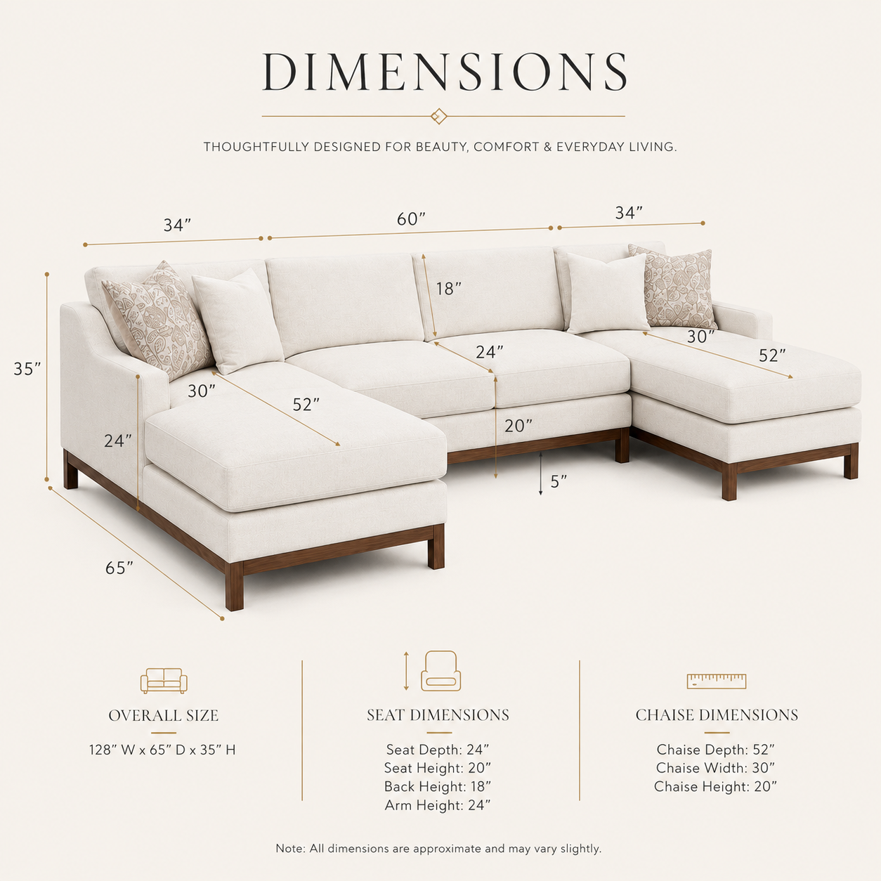 Valiant Sectional Sofa with 4 Pillows