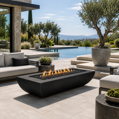 ARCHPOT 72" Legacy Rectangle Black Fire Pit- Propane