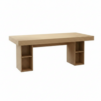 Executive Office Desk Built for Professional Workspaces, 71" Oak Surface, Cabinet Storage, Metal Frame