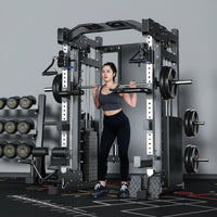 Home Gym Smith Machine Built for Complete Strength Training, Cable Crossover System, Full-Body Workouts, Metal Construction