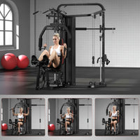 Smith Machine Built for Full Body Workouts, 138LB Weight Stack, Leg Press Station, LAT Pulldown